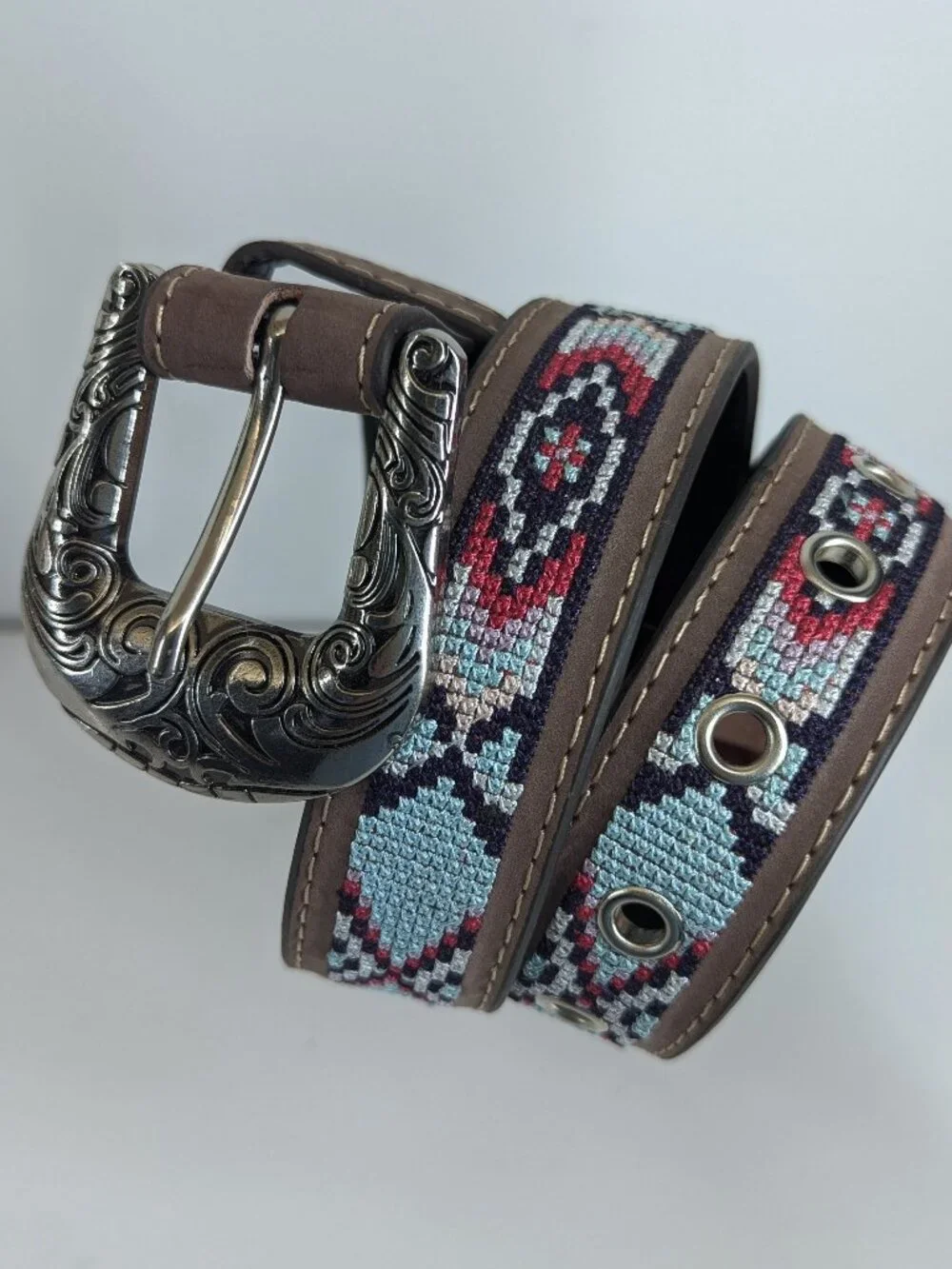 Roper Kids Western Embroidered Belt with Ornate Buckle Kids Size Small 22.5